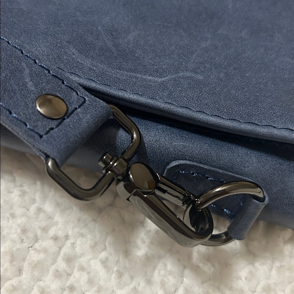 Blue Vegan Leather Crossbody Bag - Picture 11 of 13